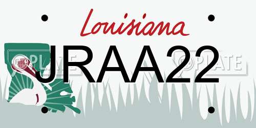 JRAA22 Louisiana License Plate