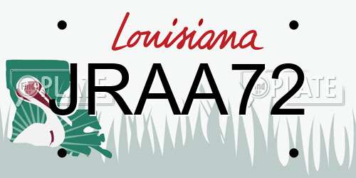 JRAA72 Louisiana License Plate