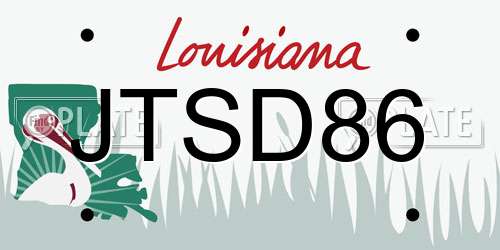 JTSD86 Louisiana License Plate