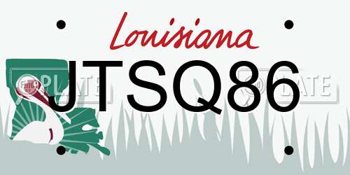 JTSQ86 Louisiana License Plate