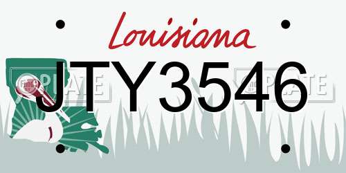 JTY3546 Louisiana License Plate