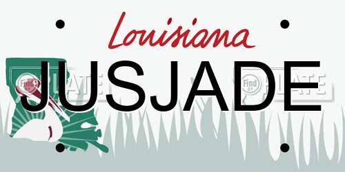 JUSJADE Louisiana License Plate