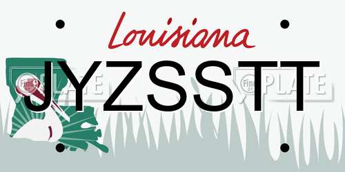 JYZSSTT Louisiana License Plate