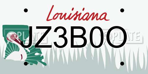 JZ3B0O Louisiana License Plate