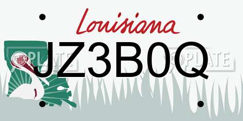 JZ3B0Q Louisiana License Plate