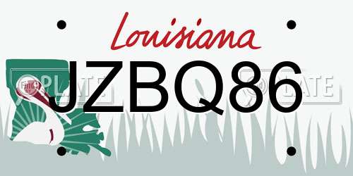 JZBQ86 Louisiana License Plate