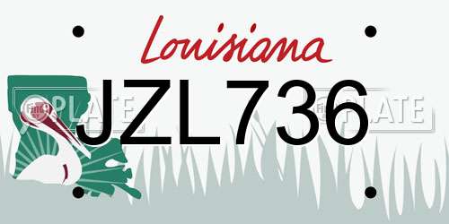 JZL736 Louisiana License Plate
