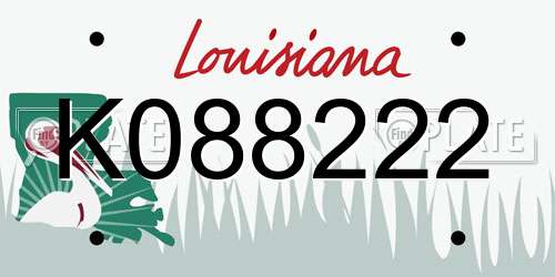 K088222 Louisiana License Plate