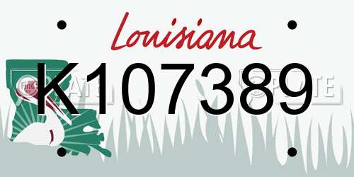 K107389 Louisiana License Plate