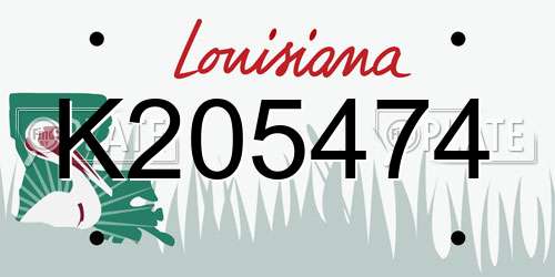 K205474 Louisiana License Plate