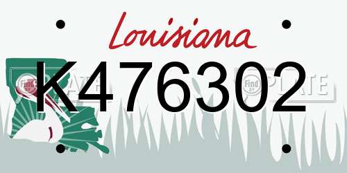 K476302 Louisiana License Plate