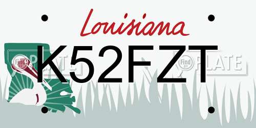 K52FZT Louisiana License Plate