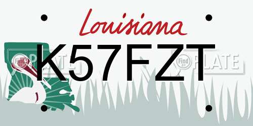 K57FZT Louisiana License Plate