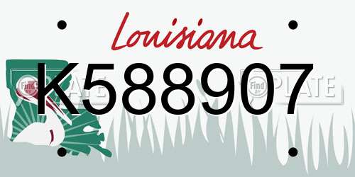 K588907 Louisiana License Plate