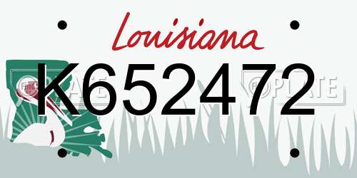 K652472 Louisiana License Plate