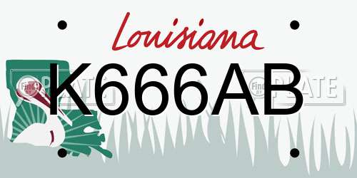K666AB Louisiana License Plate