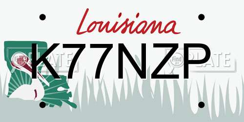 K77NZP Louisiana License Plate