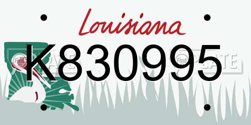 K830995 Louisiana License Plate