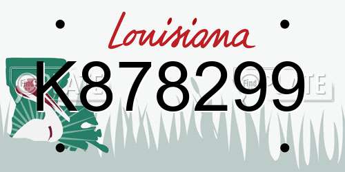 K878299 Louisiana License Plate