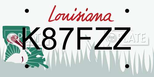 K87FZZ Louisiana License Plate