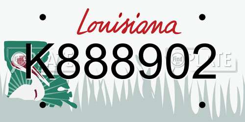K888902 Louisiana License Plate