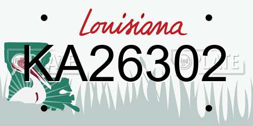 KA26302 Louisiana License Plate