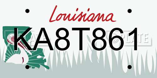 KA8T861 Louisiana License Plate