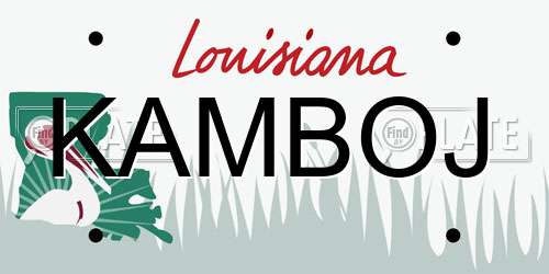 KAMBOJ Louisiana License Plate