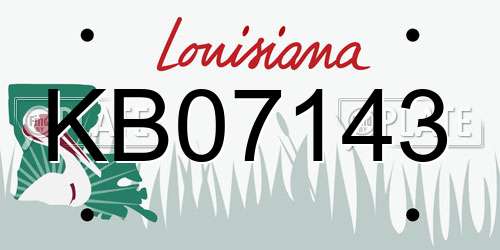 KB07143 Louisiana License Plate