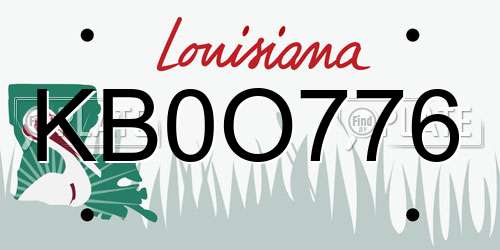 KB0O776 Louisiana License Plate