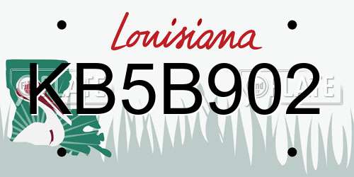KB5B902 Louisiana License Plate