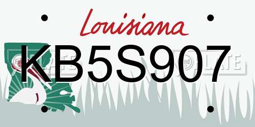 KB5S907 Louisiana License Plate