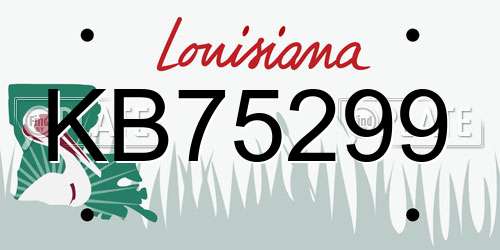 KB75299 Louisiana License Plate