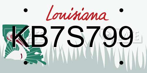 KB7S799 Louisiana License Plate