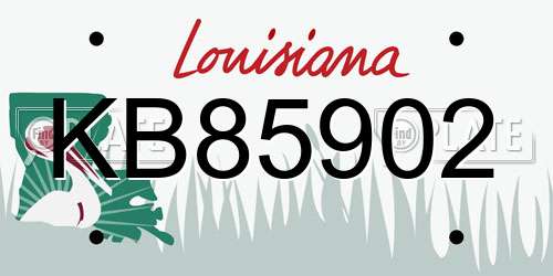 KB85902 Louisiana License Plate