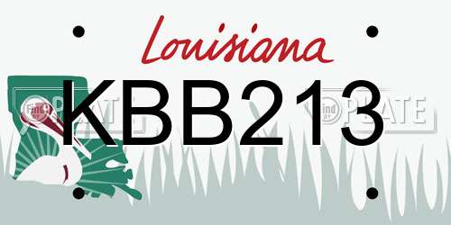 KBB213 Louisiana License Plate