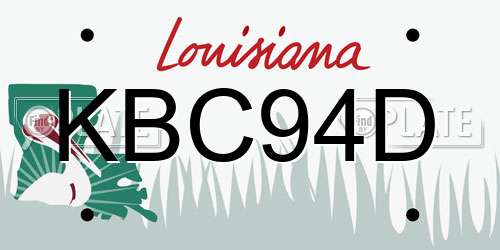 KBC94D Louisiana License Plate