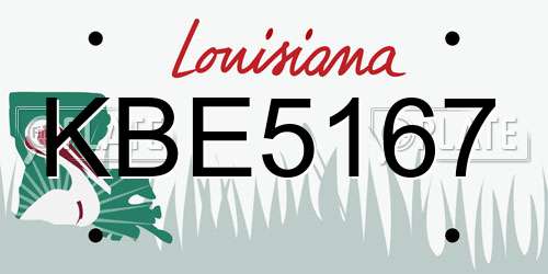 KBE5167 Louisiana License Plate