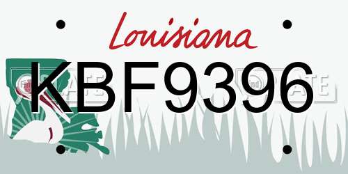 KBF9396 Louisiana License Plate