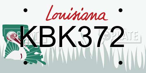 KBK372 Louisiana License Plate