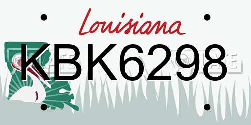 KBK6298 Louisiana License Plate