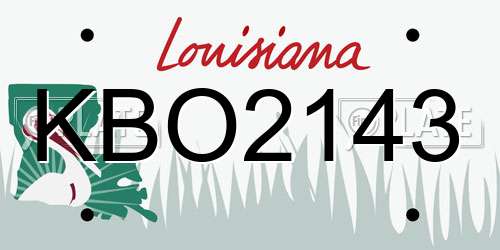 KBO2143 Louisiana License Plate