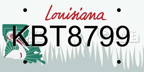 KBT8799 Louisiana License Plate