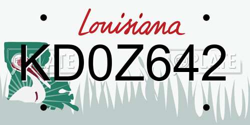 KD0Z642 Louisiana License Plate