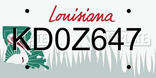 KD0Z647 Louisiana License Plate