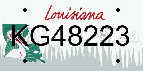 KG48223 Louisiana License Plate