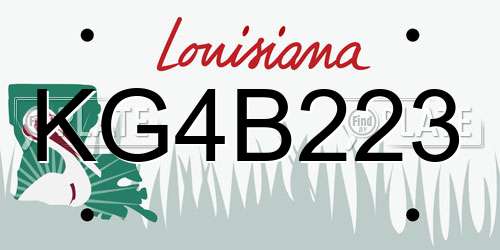 KG4B223 Louisiana License Plate