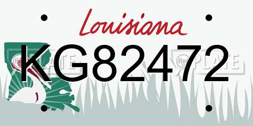 KG82472 Louisiana License Plate
