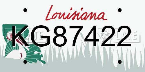 KG87422 Louisiana License Plate