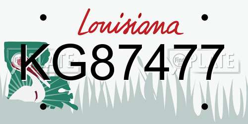 KG87477 Louisiana License Plate